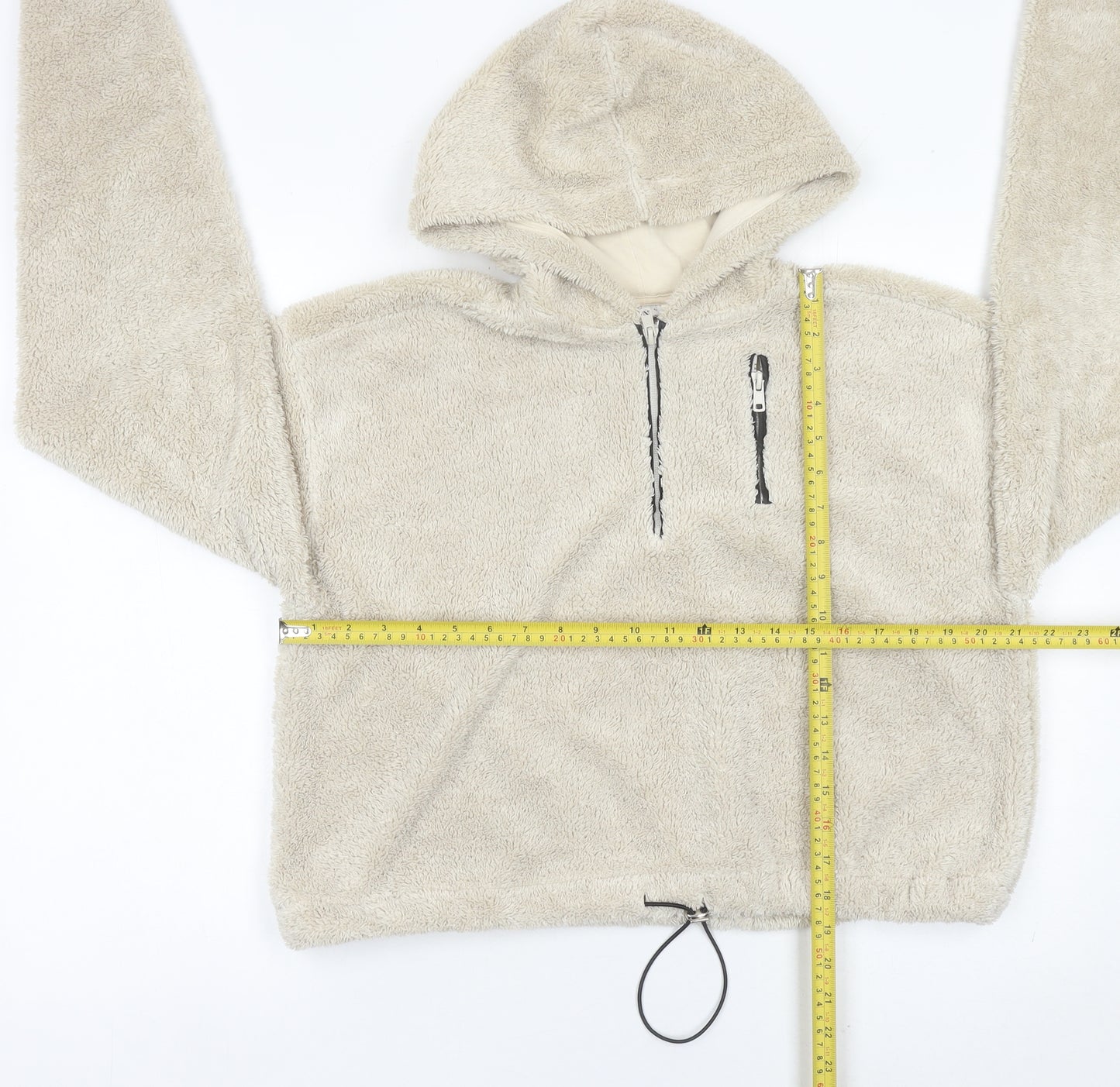 Topshop Women’s Beige Fleece Hoodie UK 8 Pullover Long Sleeve