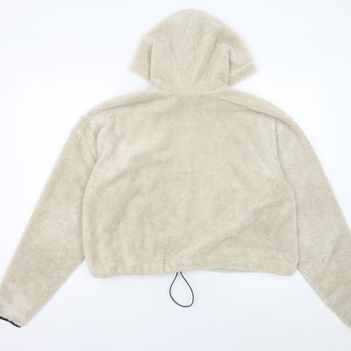 Topshop Women’s Beige Fleece Hoodie UK 8 Pullover Long Sleeve