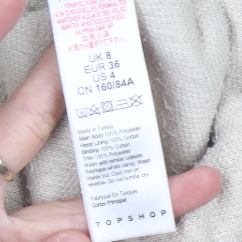Topshop Women’s Beige Fleece Hoodie UK 8 Pullover Long Sleeve