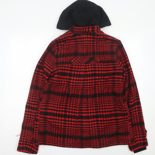 Vans Womens Red Check Hooded Jacket Size M Acrylic Wool