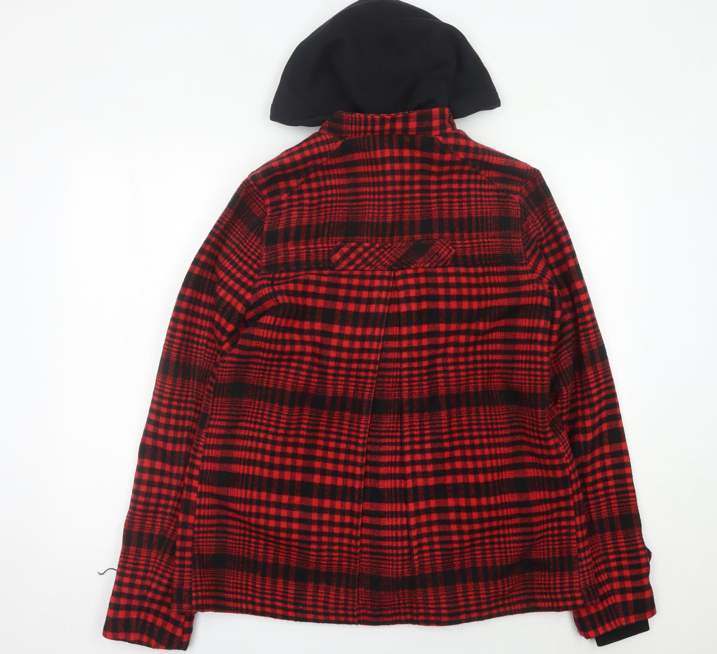 Vans Womens Red Check Hooded Jacket Size M Acrylic Wool
