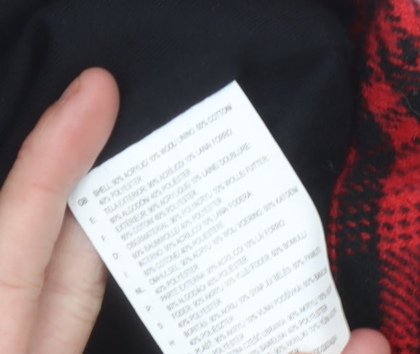 Vans Womens Red Check Hooded Jacket Size M Acrylic Wool