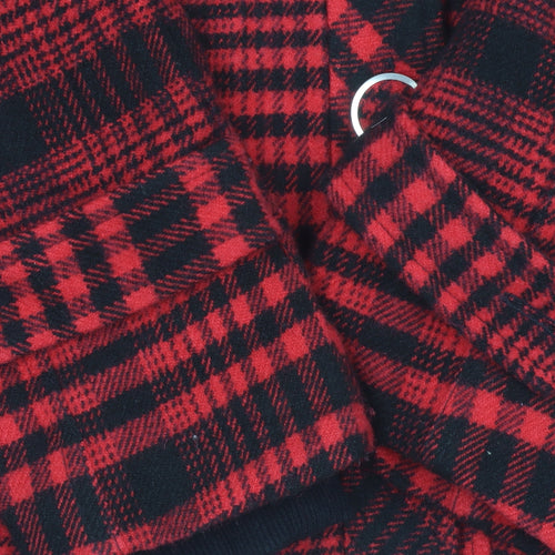 Vans Womens Red Check Hooded Jacket Size M Acrylic Wool