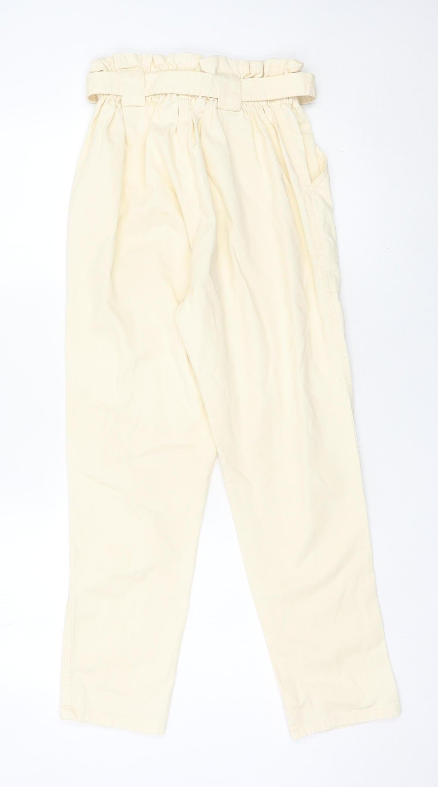 River Island Women’s Beige Paperbag Jeans Size 8 High Rise