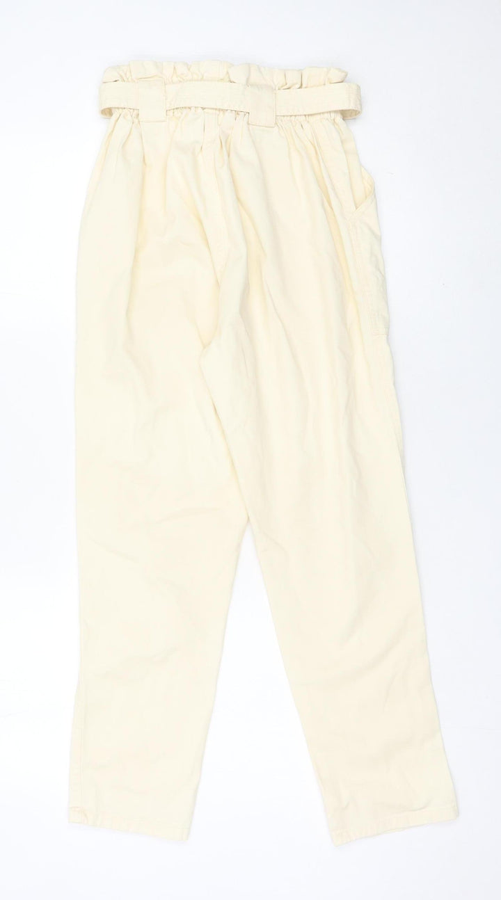 River Island Women’s Beige Paperbag Jeans Size 8 High Rise