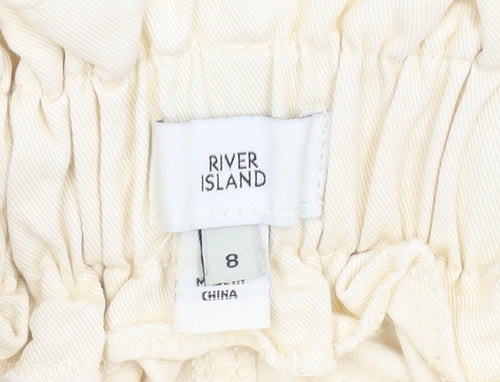 River Island Women’s Beige Paperbag Jeans Size 8 High Rise