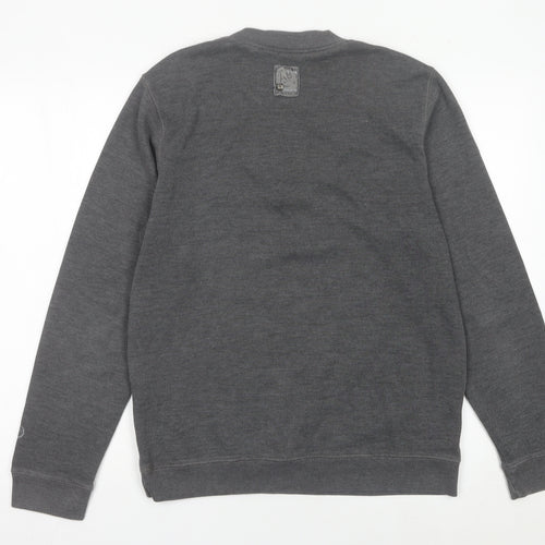 Next Mens Grey Henley Jumper Size M Cotton Blend Long Sleeve