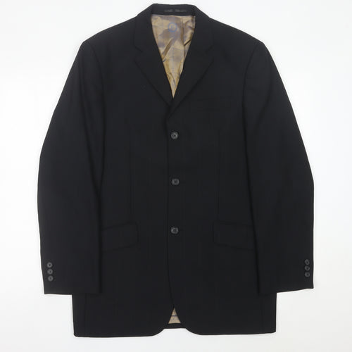 Ben Sherman Men’s Black 38R Long Fit Wool Suit Jacket Classic