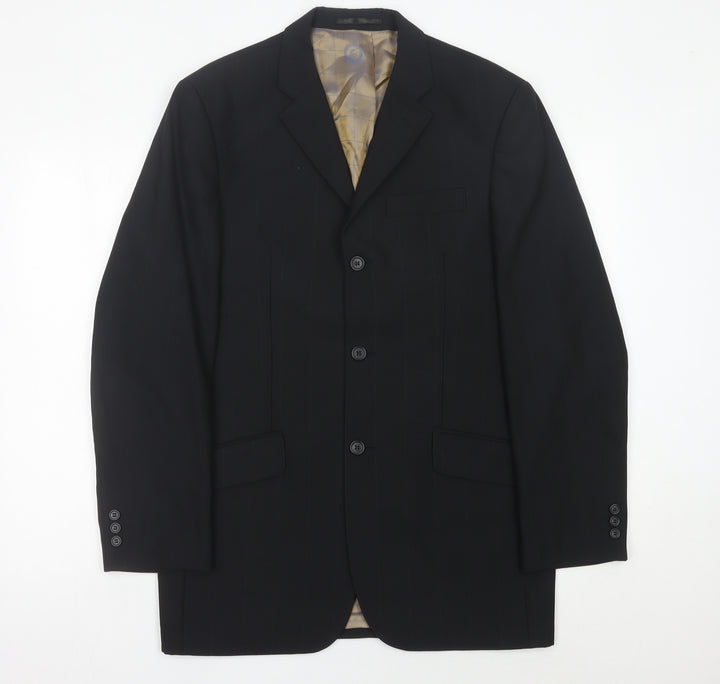 Ben Sherman Men’s Black 38R Long Fit Wool Suit Jacket Classic