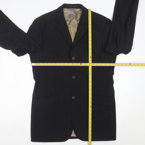 Ben Sherman Men’s Black 38R Long Fit Wool Suit Jacket Classic