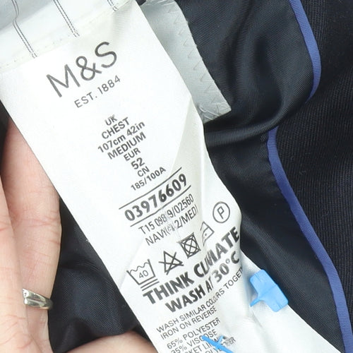 Marks and Spencer Men's Blue 42R Regular Fit Suit Jacket Blazer