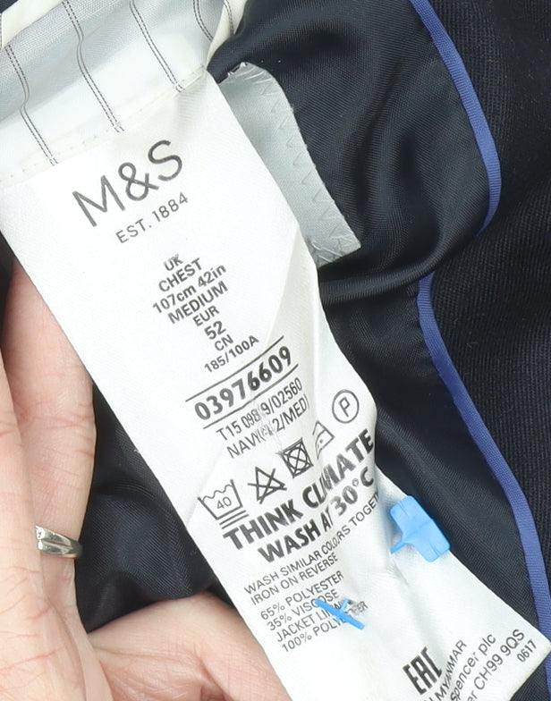 Marks and Spencer Men's Blue 42R Regular Fit Suit Jacket Blazer