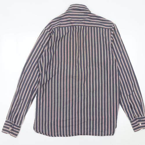 Tommy Hilfiger Men’s Blue Striped Cotton Button-Up Shirt S Regular Fit