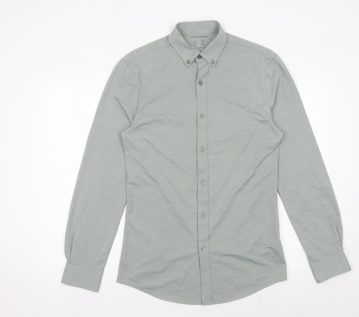 Marks and Spencer Autograph Men's Grey Dress Shirt S Long Sleeve