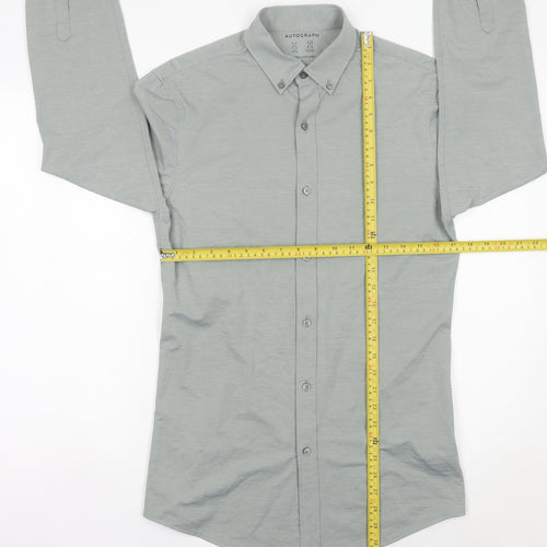 Marks and Spencer Autograph Men's Grey Dress Shirt S Long Sleeve