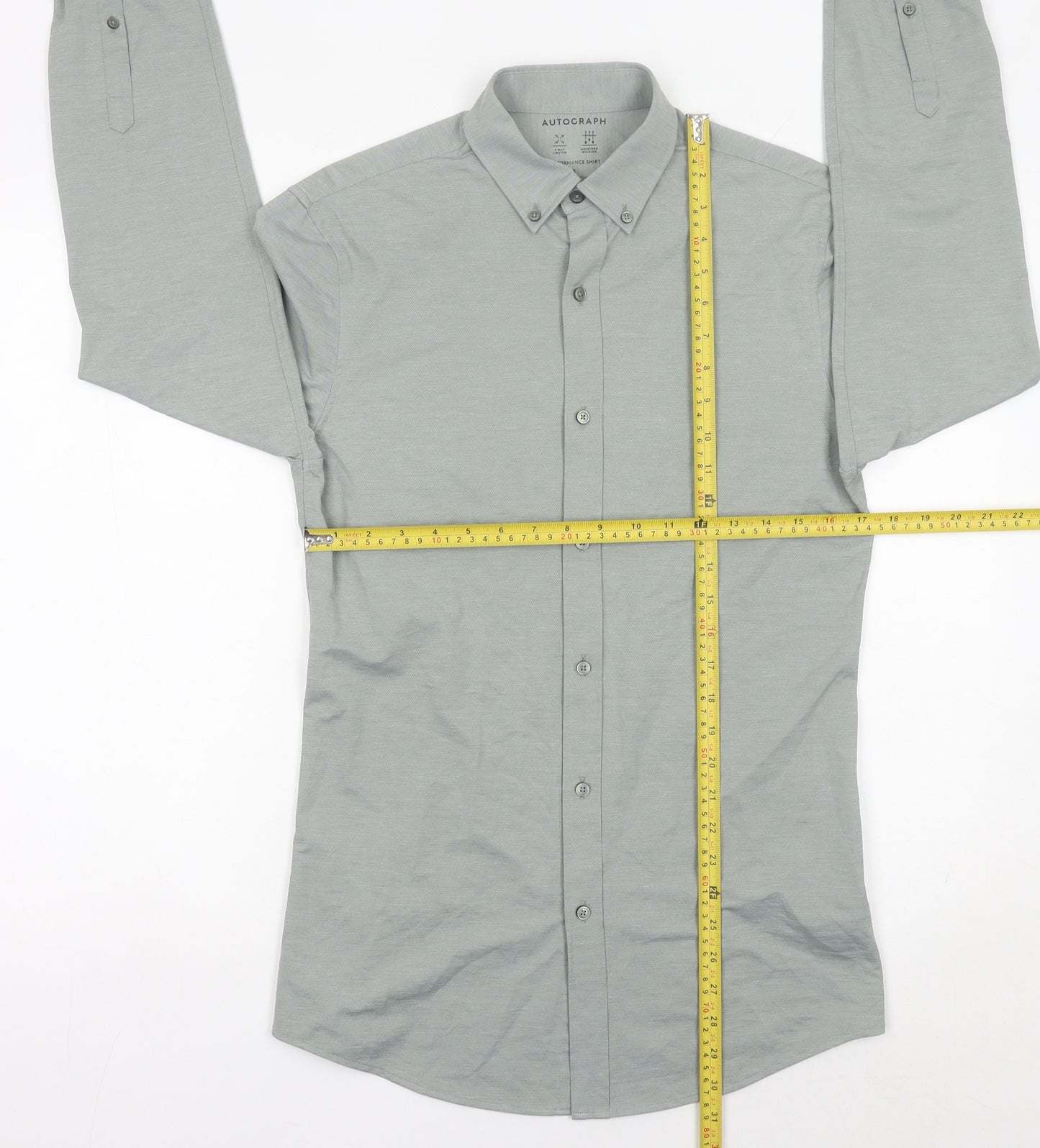 Marks and Spencer Autograph Men's Grey Dress Shirt S Long Sleeve