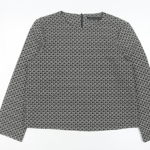 Zara Woman Black Geometric Blouse Women Size 12 Long Sleeve