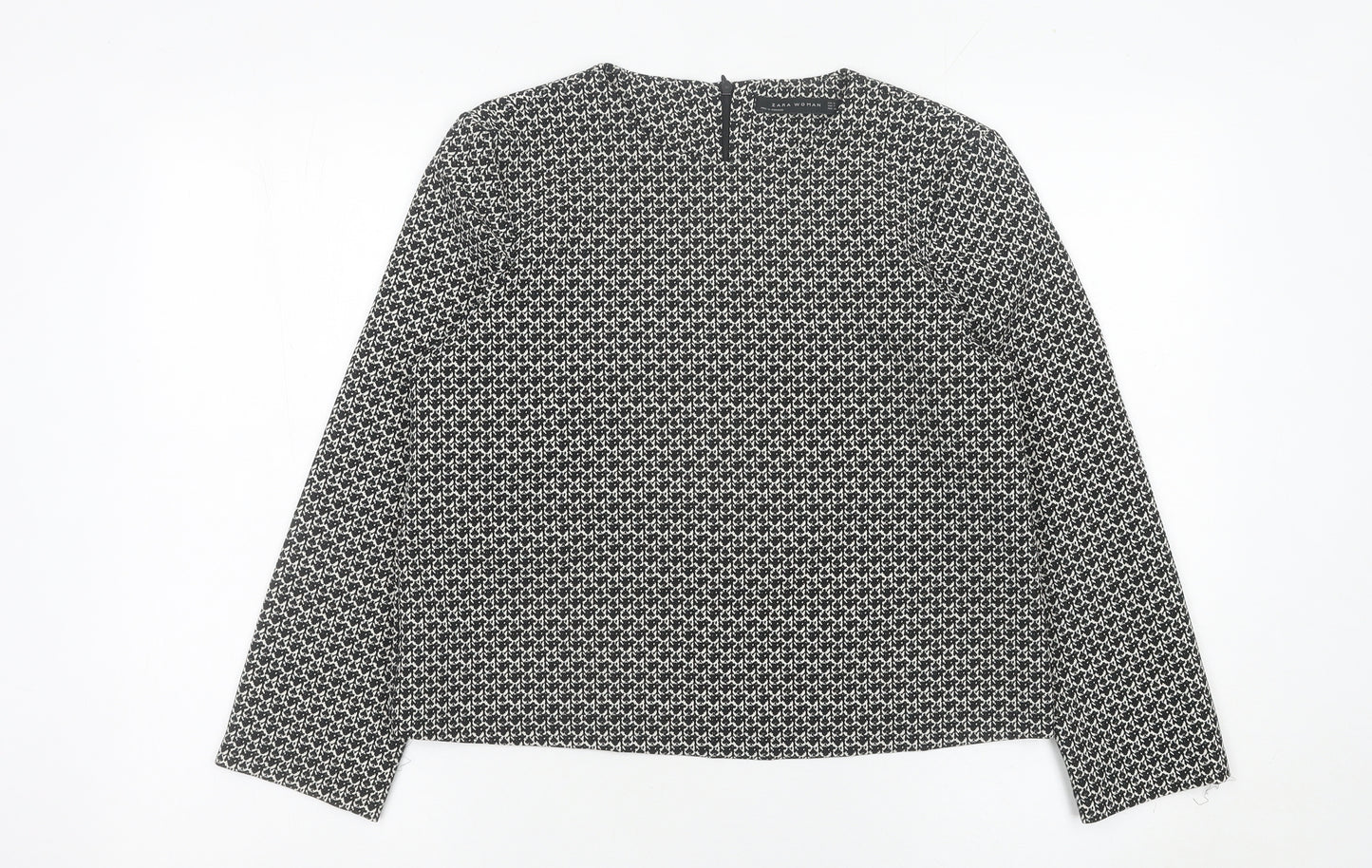 Zara Woman Black Geometric Blouse Women Size 12 Long Sleeve
