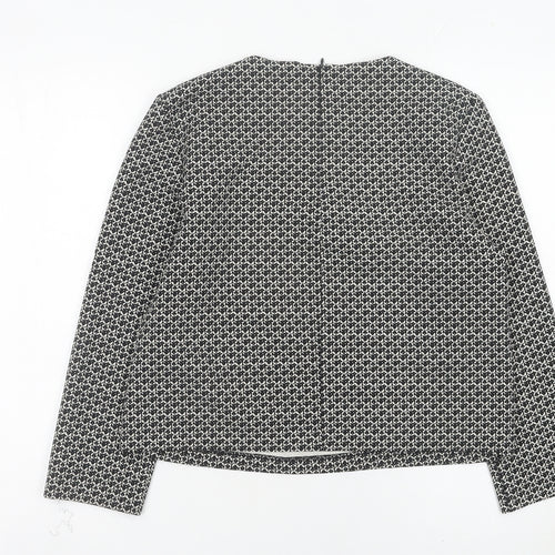 Zara Woman Black Geometric Blouse Women Size 12 Long Sleeve