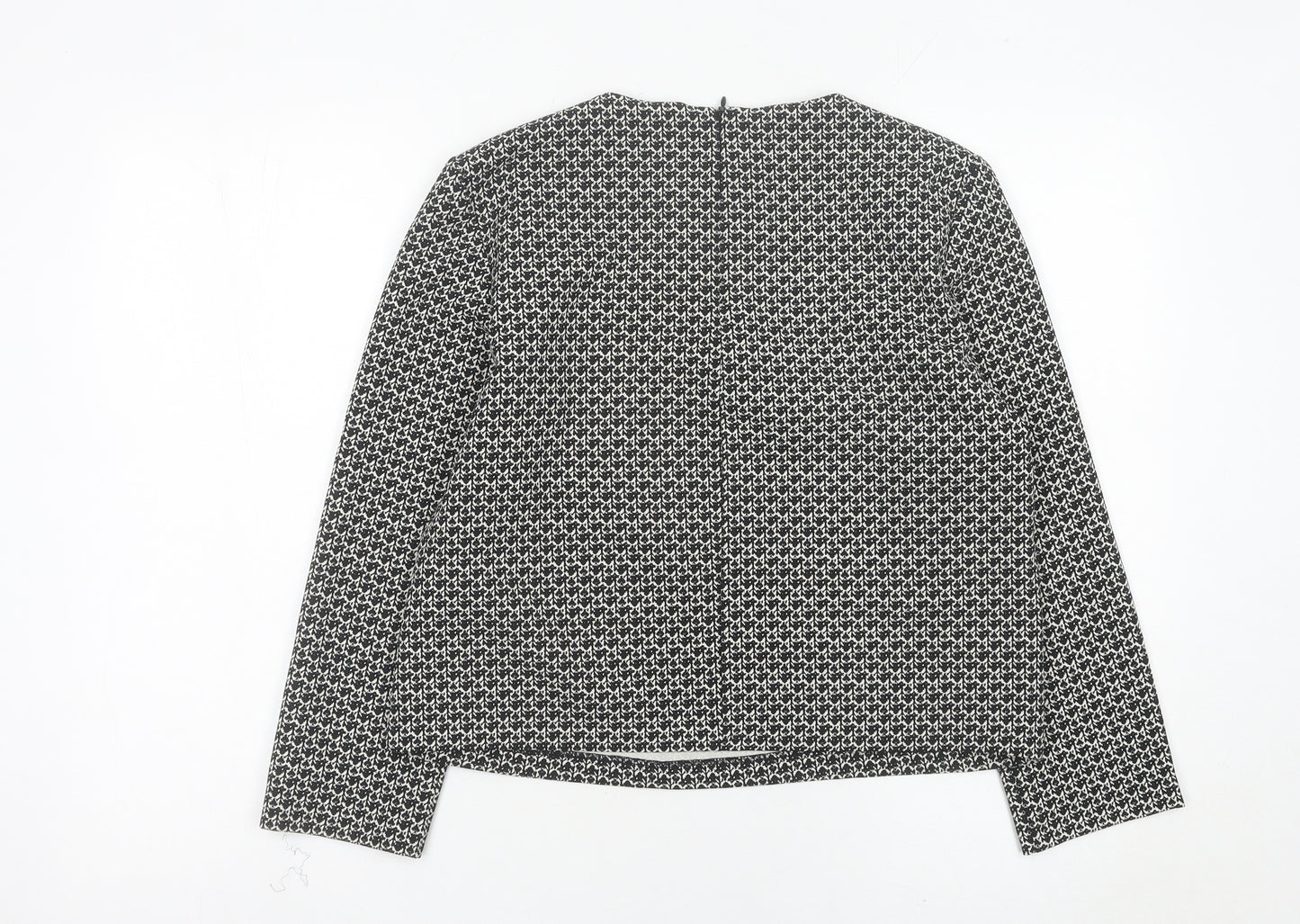 Zara Woman Black Geometric Blouse Women Size 12 Long Sleeve