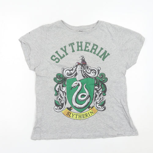 Harry Potter Women’s Grey Slytherin T-Shirt UK 16 Short Sleeve