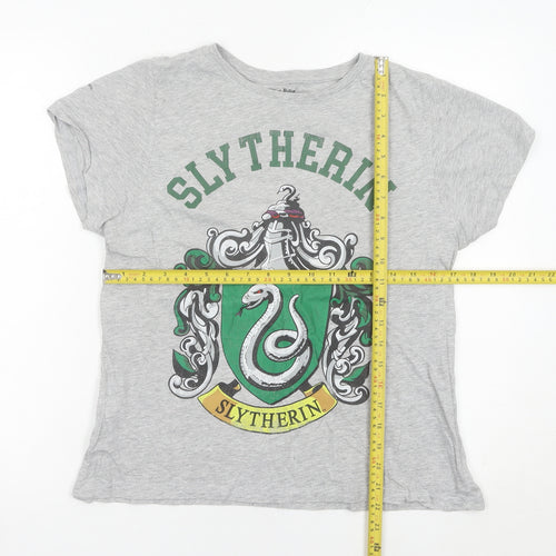 Harry Potter Women’s Grey Slytherin T-Shirt UK 16 Short Sleeve