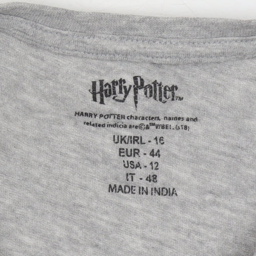 Harry Potter Women’s Grey Slytherin T-Shirt UK 16 Short Sleeve