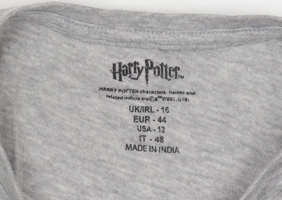 Harry Potter Women’s Grey Slytherin T-Shirt UK 16 Short Sleeve