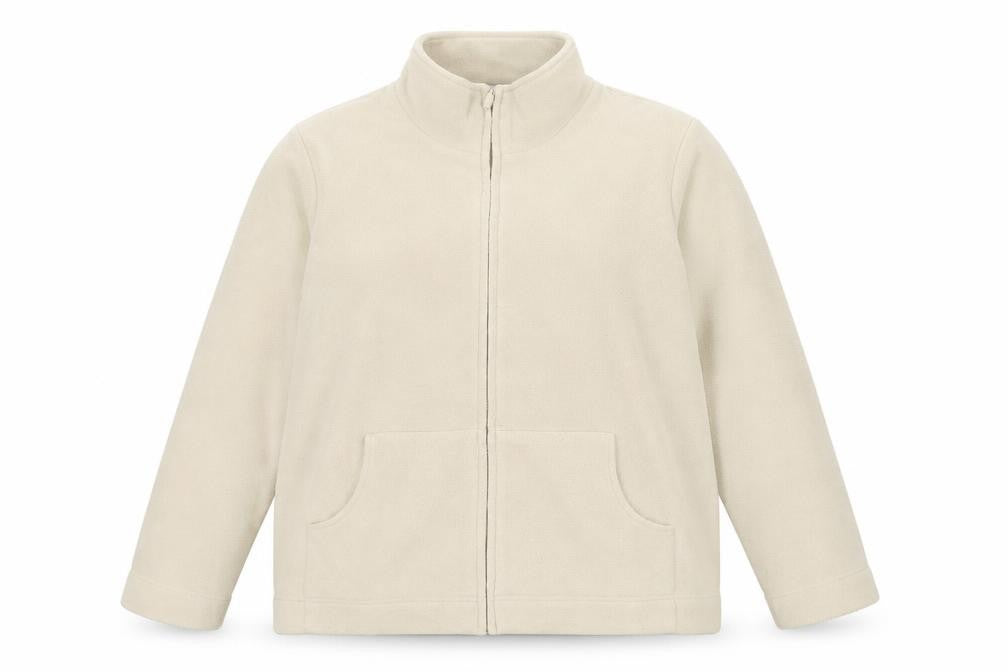 Front view of BHS women’s beige fleece jacket, size UK 20, full zip casual coat