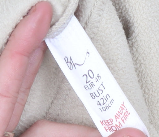 BHS Womens Beige Fleece Jacket Size 20 Full Zip Casual Coat