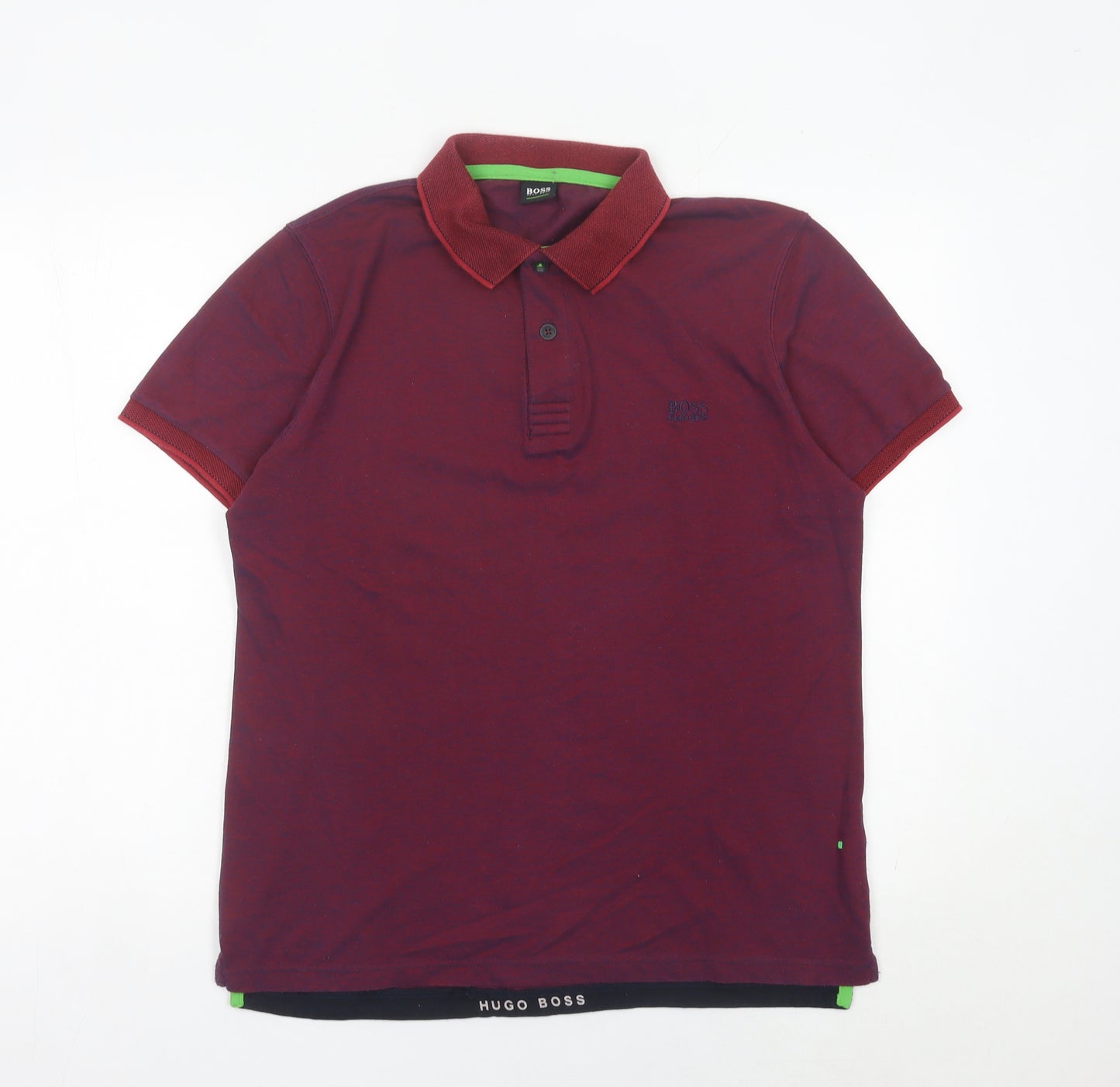 Hugo Boss Mens Red Polo Shirt M Regular Fit Cotton Blend