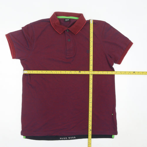 Hugo Boss Mens Red Polo Shirt M Regular Fit Cotton Blend