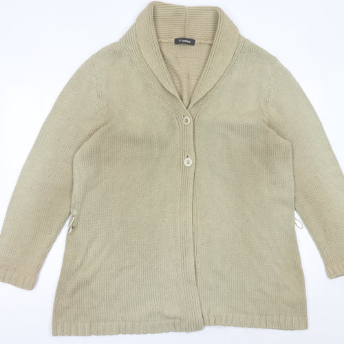 Hawkshead Womens Beige Long Sleeve Cotton Acrylic Cardigan Size 18