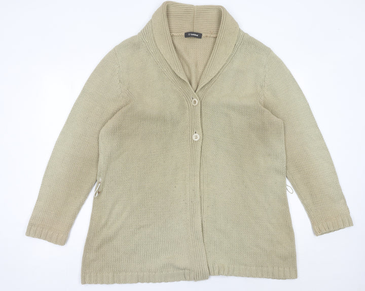Hawkshead Womens Beige Long Sleeve Cotton Acrylic Cardigan Size 18