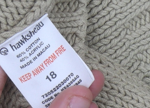 Hawkshead Womens Beige Long Sleeve Cotton Acrylic Cardigan Size 18