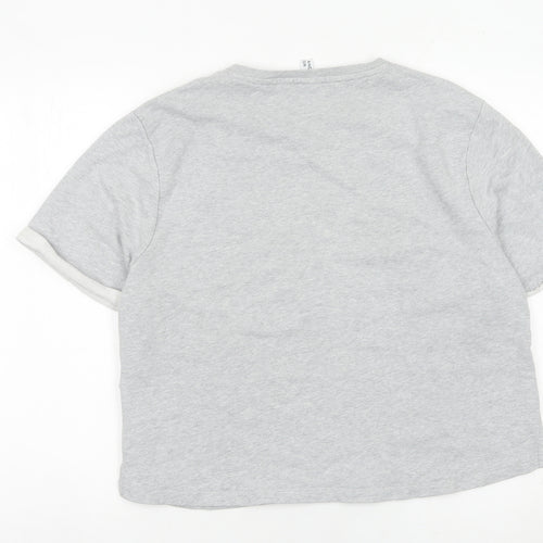 AND/OR Women Grey Size 16 Cotton Short Sleeve Crew Neck T-Shirt