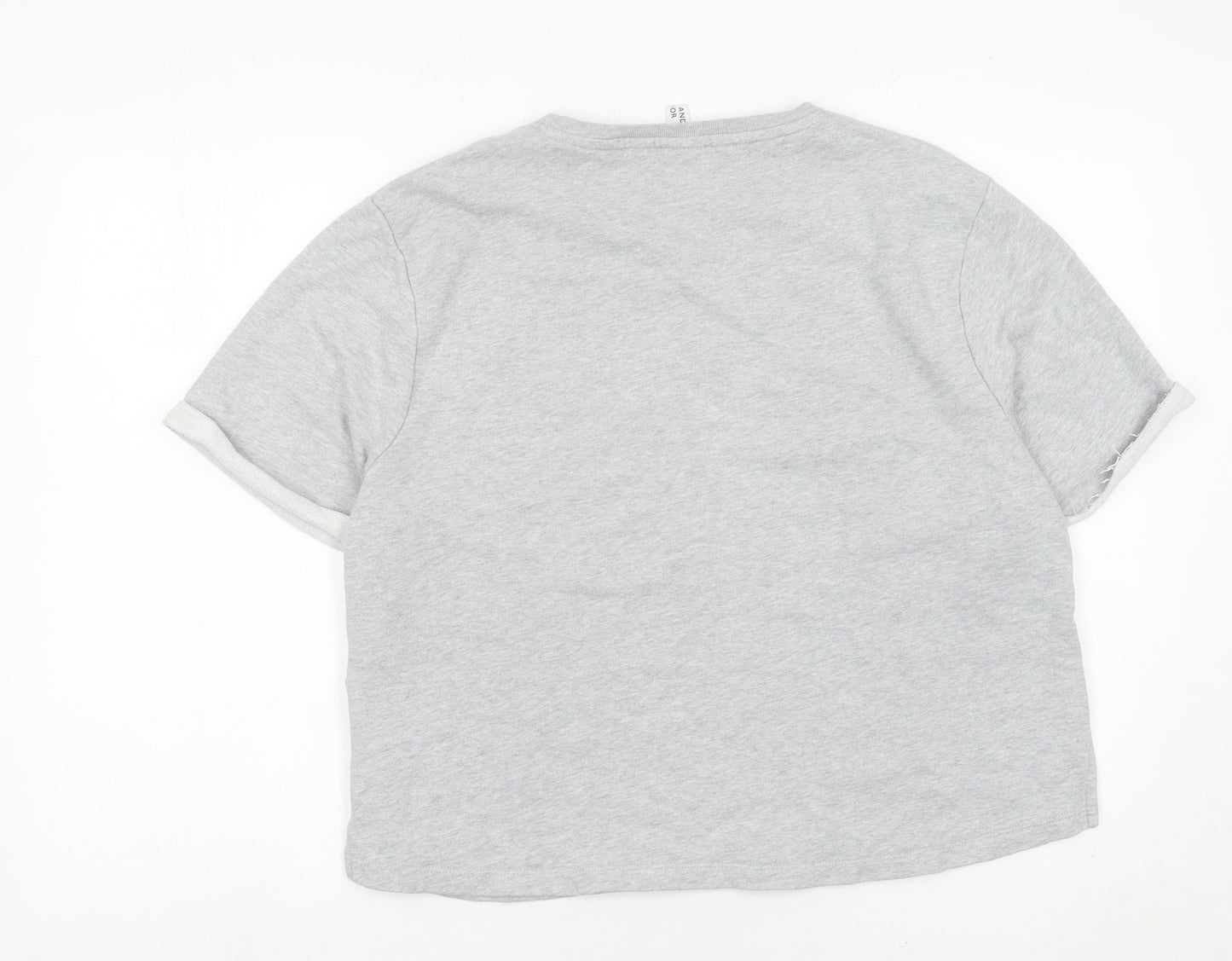 AND/OR Women Grey Size 16 Cotton Short Sleeve Crew Neck T-Shirt