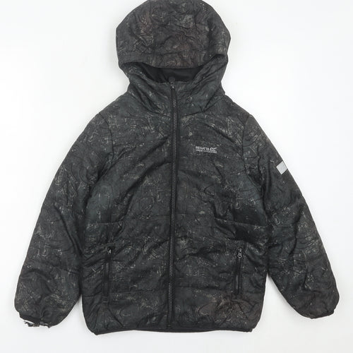 Regatta Boys Black Puffer Jacket 7-8 Years Hooded Quilted Coat