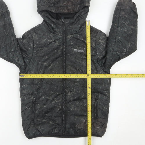 Regatta Boys Black Puffer Jacket 7-8 Years Hooded Quilted Coat