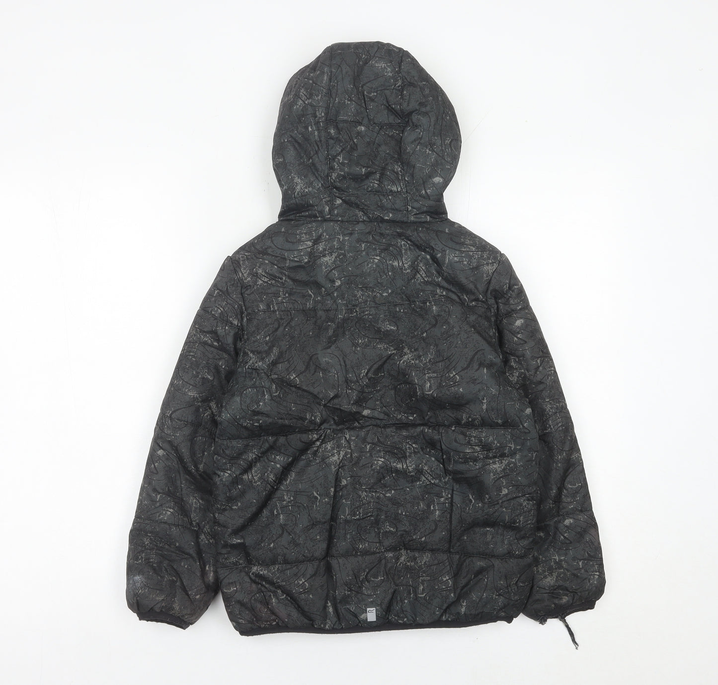 Regatta Boys Black Puffer Jacket 7-8 Years Hooded Quilted Coat