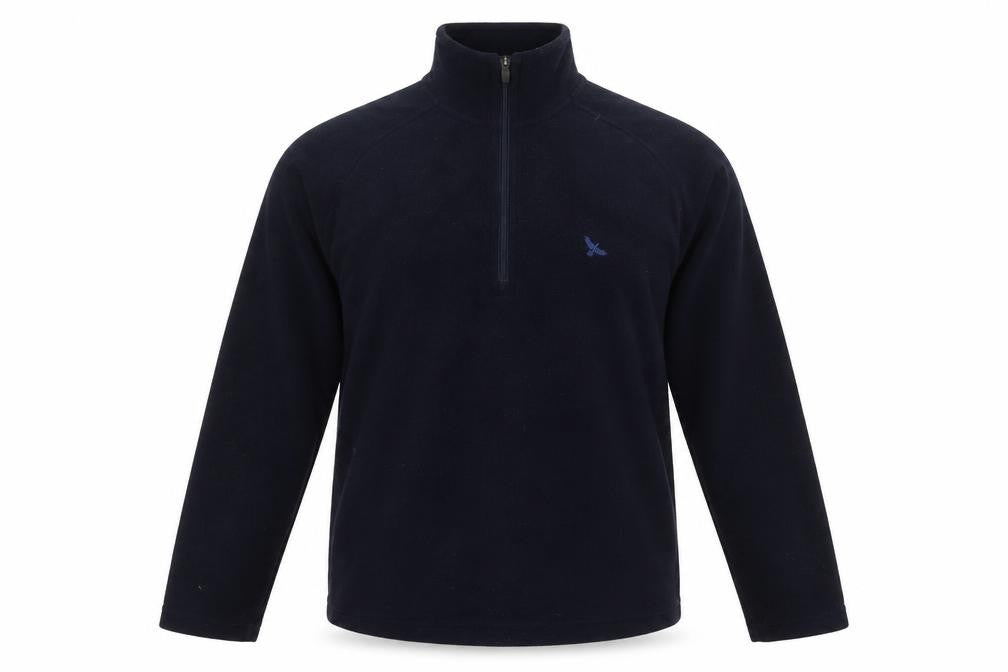 Front view of Hawkshead Men’s Blue Fleece Sweatshirt M 1/2 Zip Mock Neck