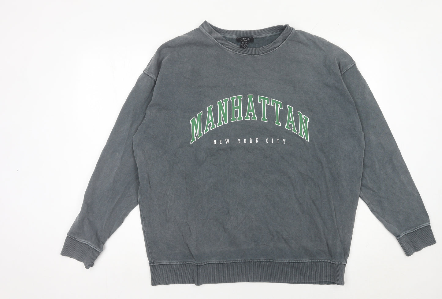 New Look Women Tall Grey Manhattan Graphic Pullover Sweatshirt UK 10