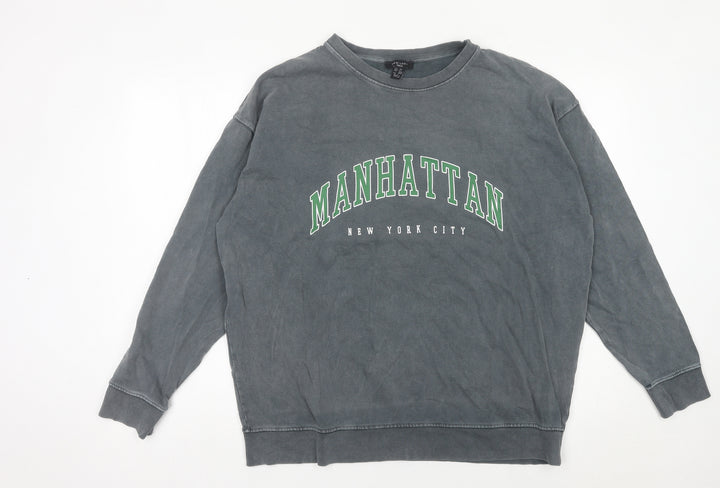 New Look Women Tall Grey Manhattan Graphic Pullover Sweatshirt UK 10