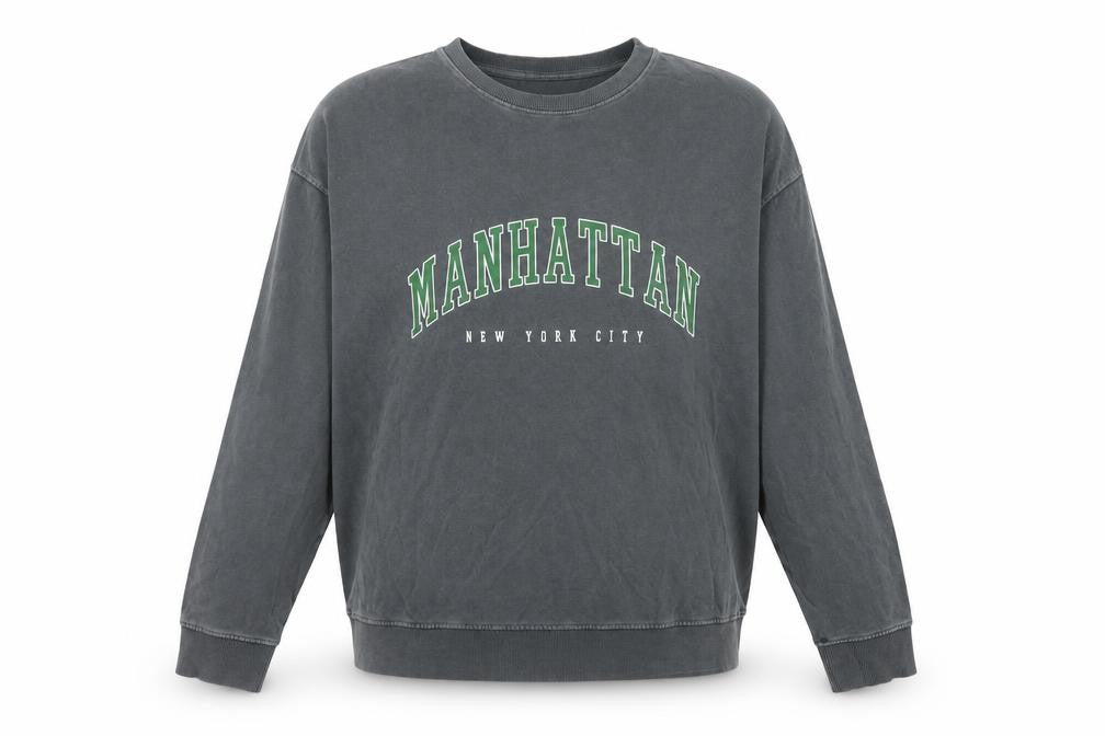Front view of New Look Women Tall Grey Manhattan Graphic Pullover Sweatshirt UK 10