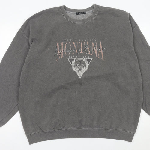 Girl Knows All Women’s Grey Wolf Graphic Sweatshirt XL
