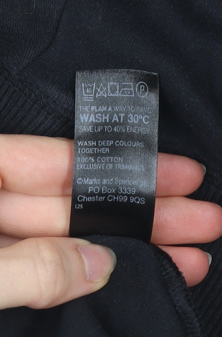 Marks and Spencer Women Black Size 12 Sweat Shorts Cotton