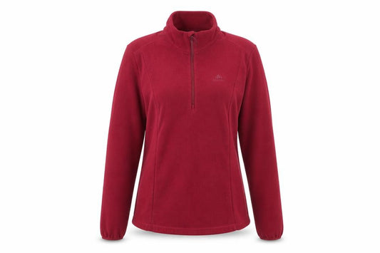 Front view of Decathlon Women’s Red Fleece Sweatshirt L 1/2 Zip Polyester Hiking
