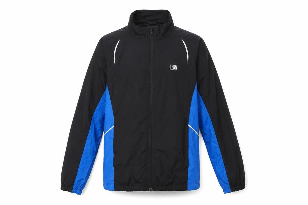 Front view of Karrimor Men's Black Blue Running Windbreaker Jacket, size S