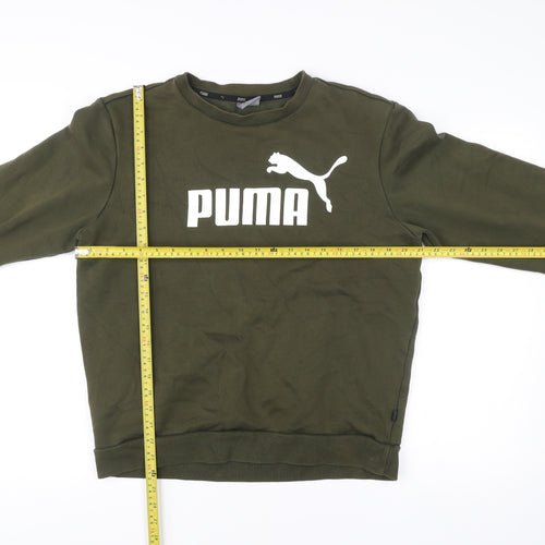 Puma Mens Green Pullover Sweatshirt M Logo Crew Neck Sportswear