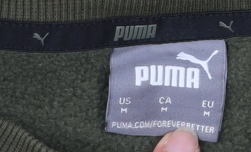 Puma Mens Green Pullover Sweatshirt M Logo Crew Neck Sportswear